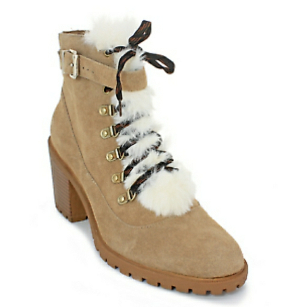🎄🎁 1DAY SALE PRICE  NEW NINE WEST REAL SUEDE & FUR ANKLE BOOTS